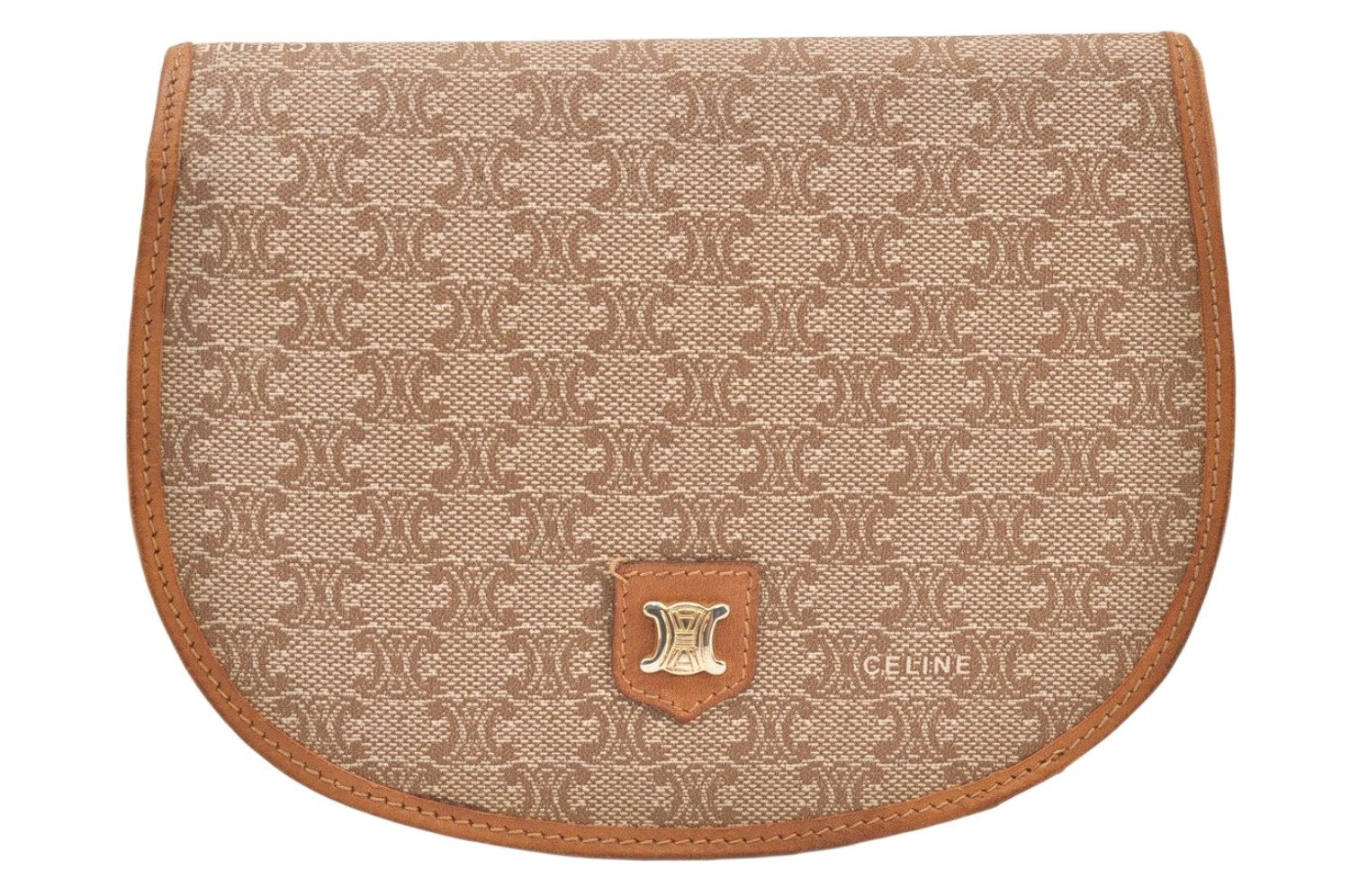 Authentic CELINE Macadam Blason Pattern Bifold Wallet PVC Leather Beige 6289K