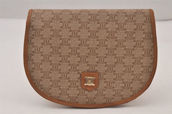 Authentic CELINE Macadam Blason Pattern Bifold Wallet PVC Leather Beige 6289K