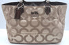 Authentic COACH Op Art Shoulder Tote Bag Canvas Enamel 14133 Beige 6291H