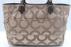 Authentic COACH Op Art Shoulder Tote Bag Canvas Enamel 14133 Beige 6291H