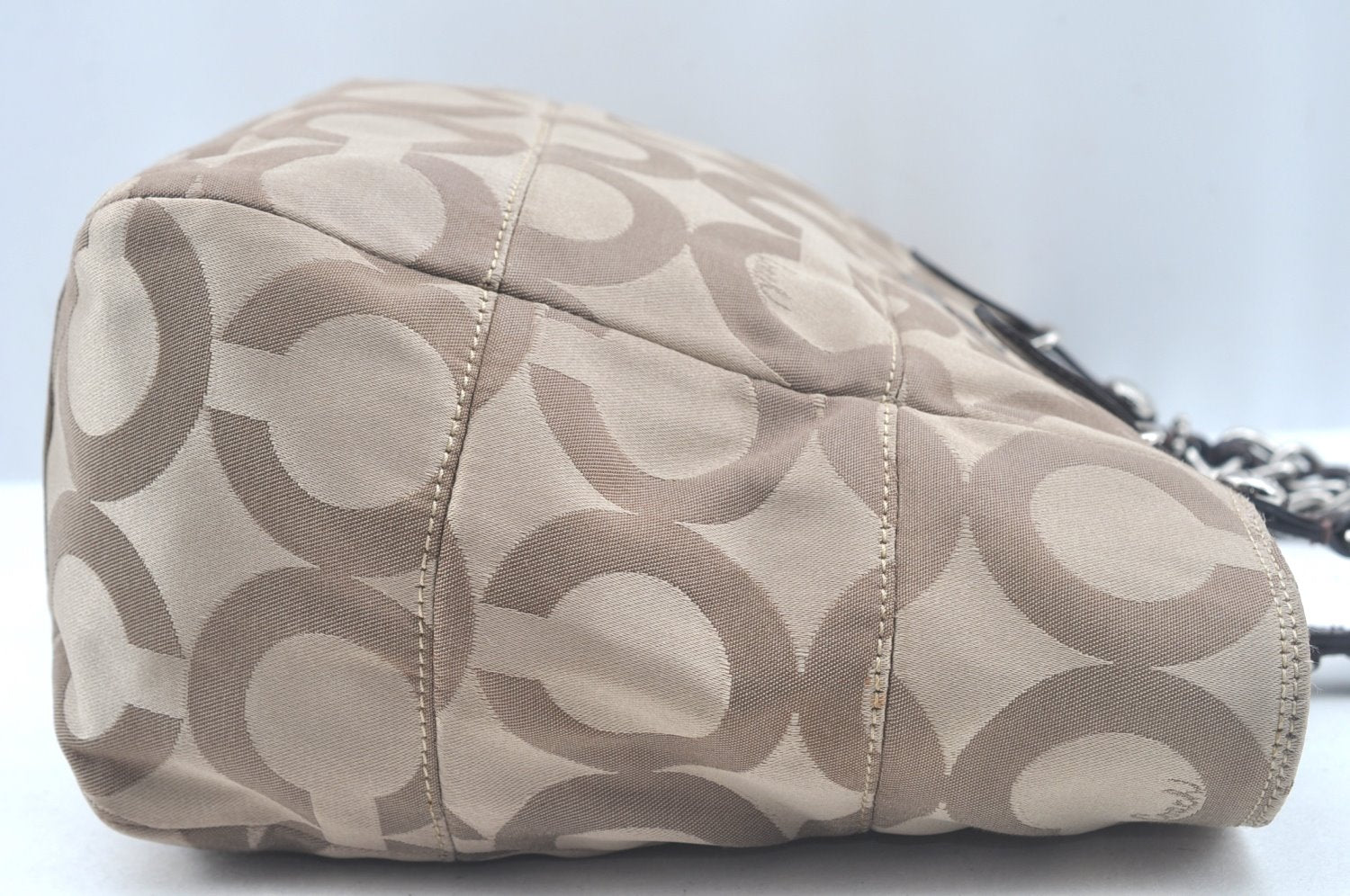 Authentic COACH Op Art Shoulder Tote Bag Canvas Enamel 14133 Beige 6291H