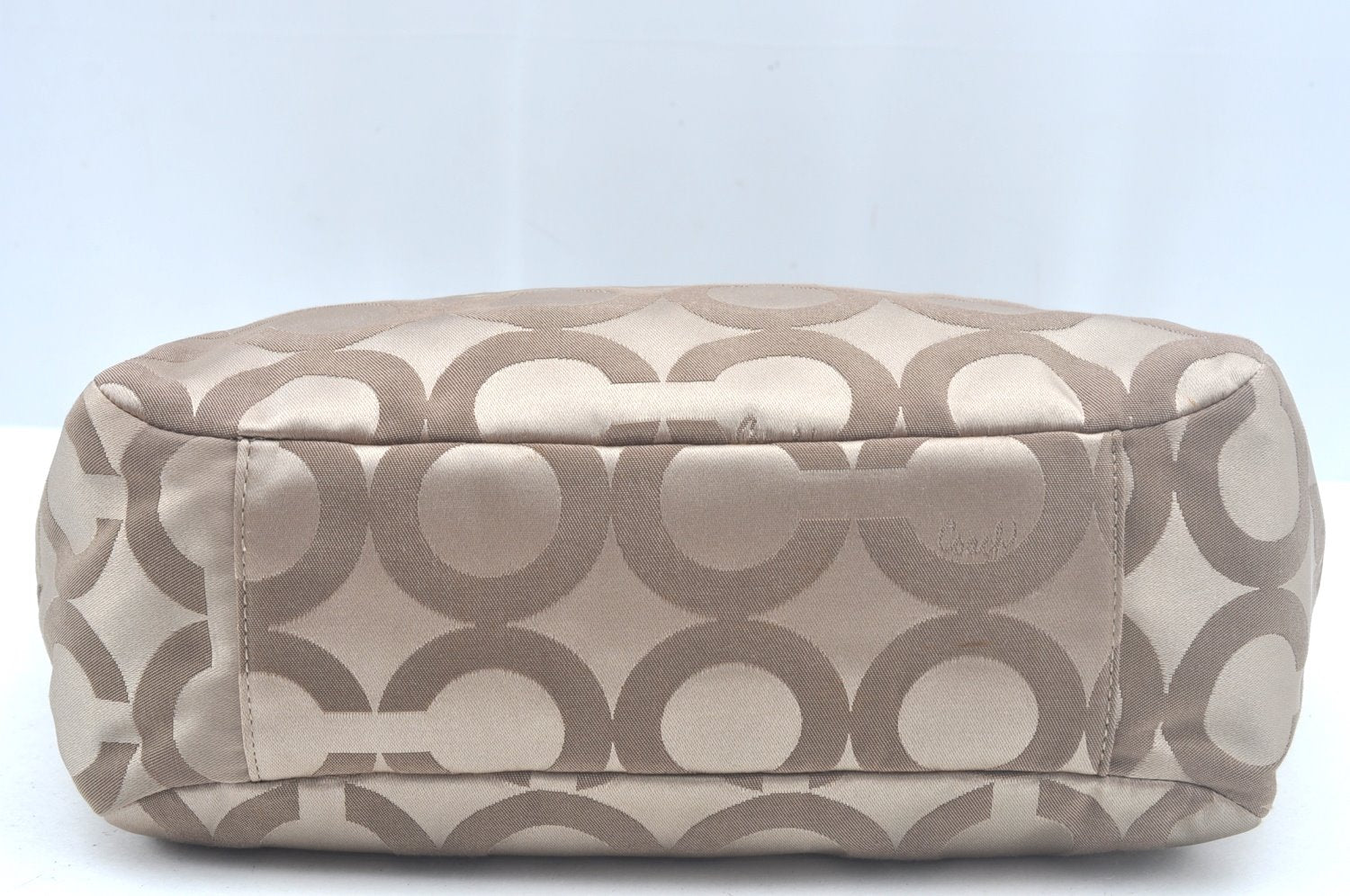 Authentic COACH Op Art Shoulder Tote Bag Canvas Enamel 14133 Beige 6291H