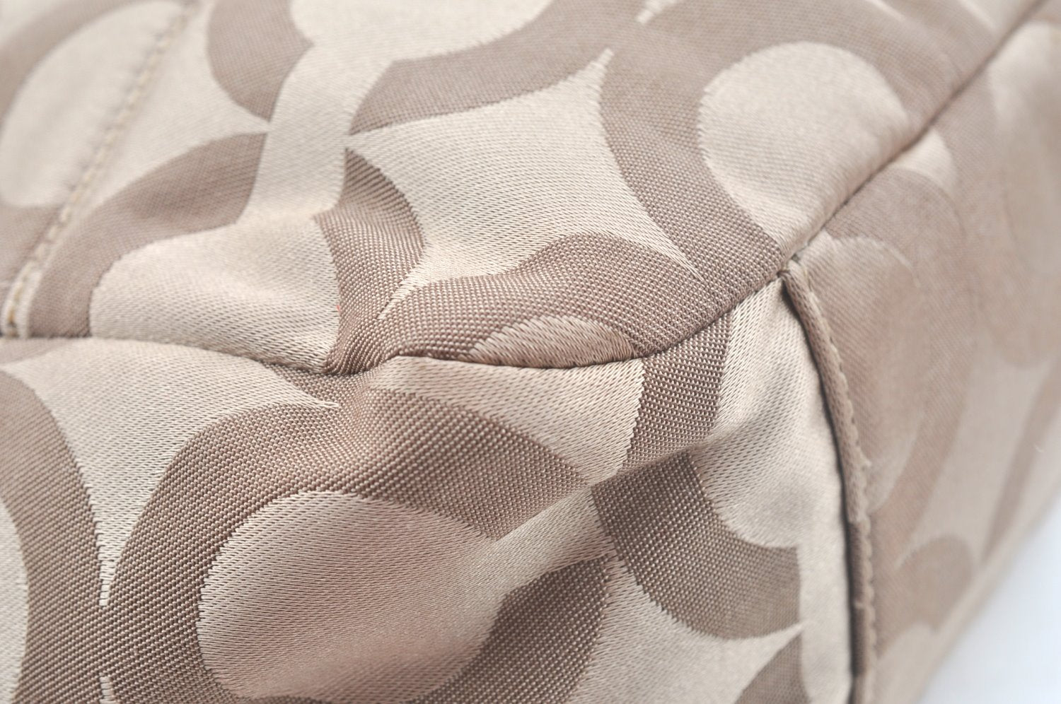 Authentic COACH Op Art Shoulder Tote Bag Canvas Enamel 14133 Beige 6291H