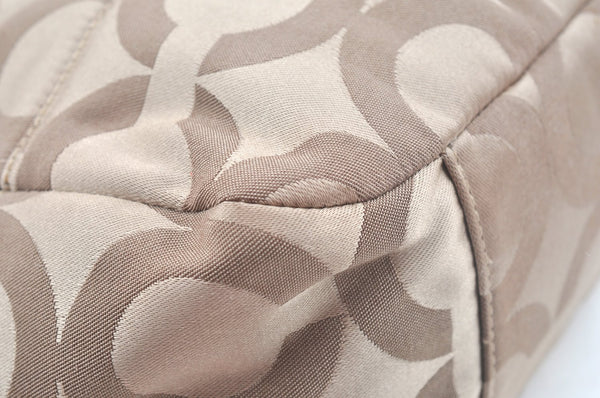 Authentic COACH Op Art Shoulder Tote Bag Canvas Enamel 14133 Beige 6291H