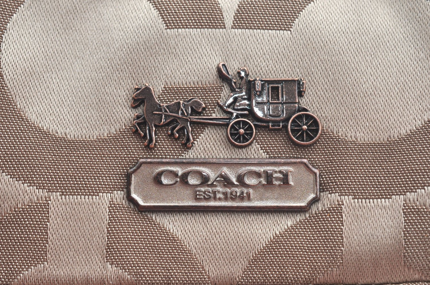 Authentic COACH Op Art Shoulder Tote Bag Canvas Enamel 14133 Beige 6291H