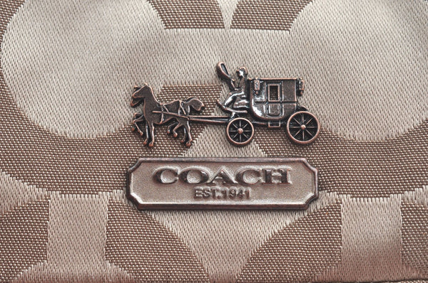 Authentic COACH Op Art Shoulder Tote Bag Canvas Enamel 14133 Beige 6291H