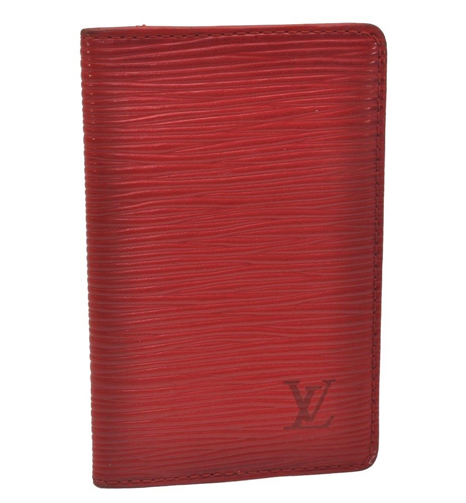 Authentic Louis Vuitton Epi Pochette Cartes Visite Card Case Red M56577 LV 6291J