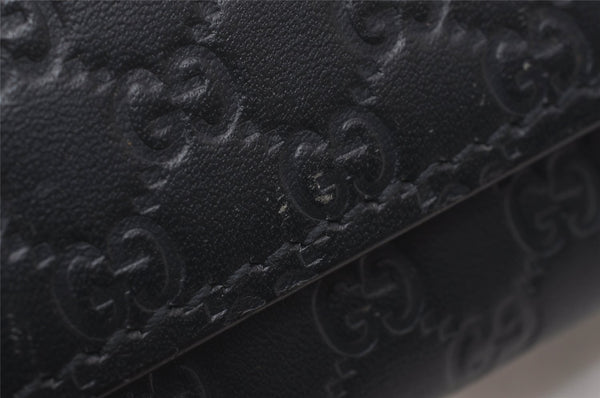 Authentic GUCCI Micro Guccissima 6 Key Case Holder Leather 150402 Navy 6293I