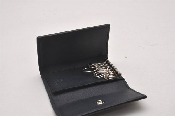 Authentic GUCCI Micro Guccissima 6 Key Case Holder Leather 150402 Navy 6293I