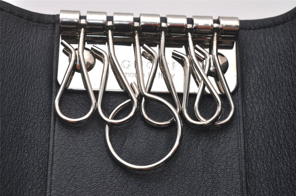 Authentic GUCCI Micro Guccissima 6 Key Case Holder Leather 150402 Navy 6293I