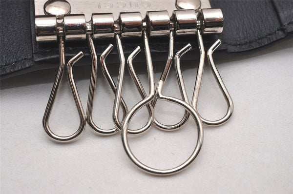 Authentic GUCCI Micro Guccissima 6 Key Case Holder Leather 150402 Navy 6293I