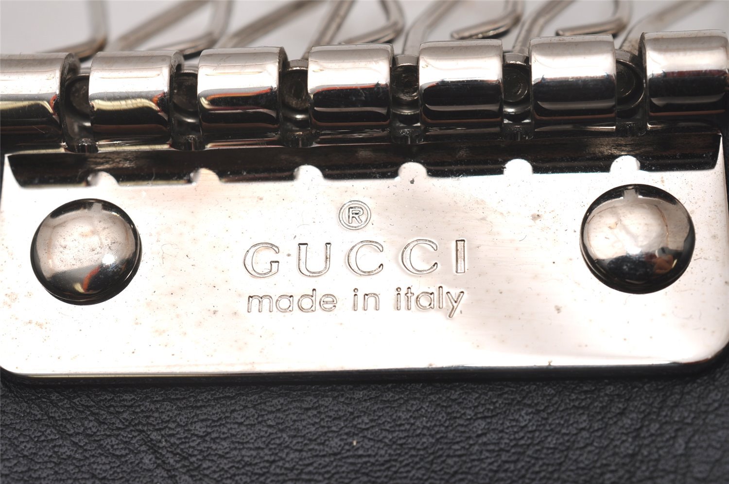 Authentic GUCCI Micro Guccissima 6 Key Case Holder Leather 150402 Navy 6293I