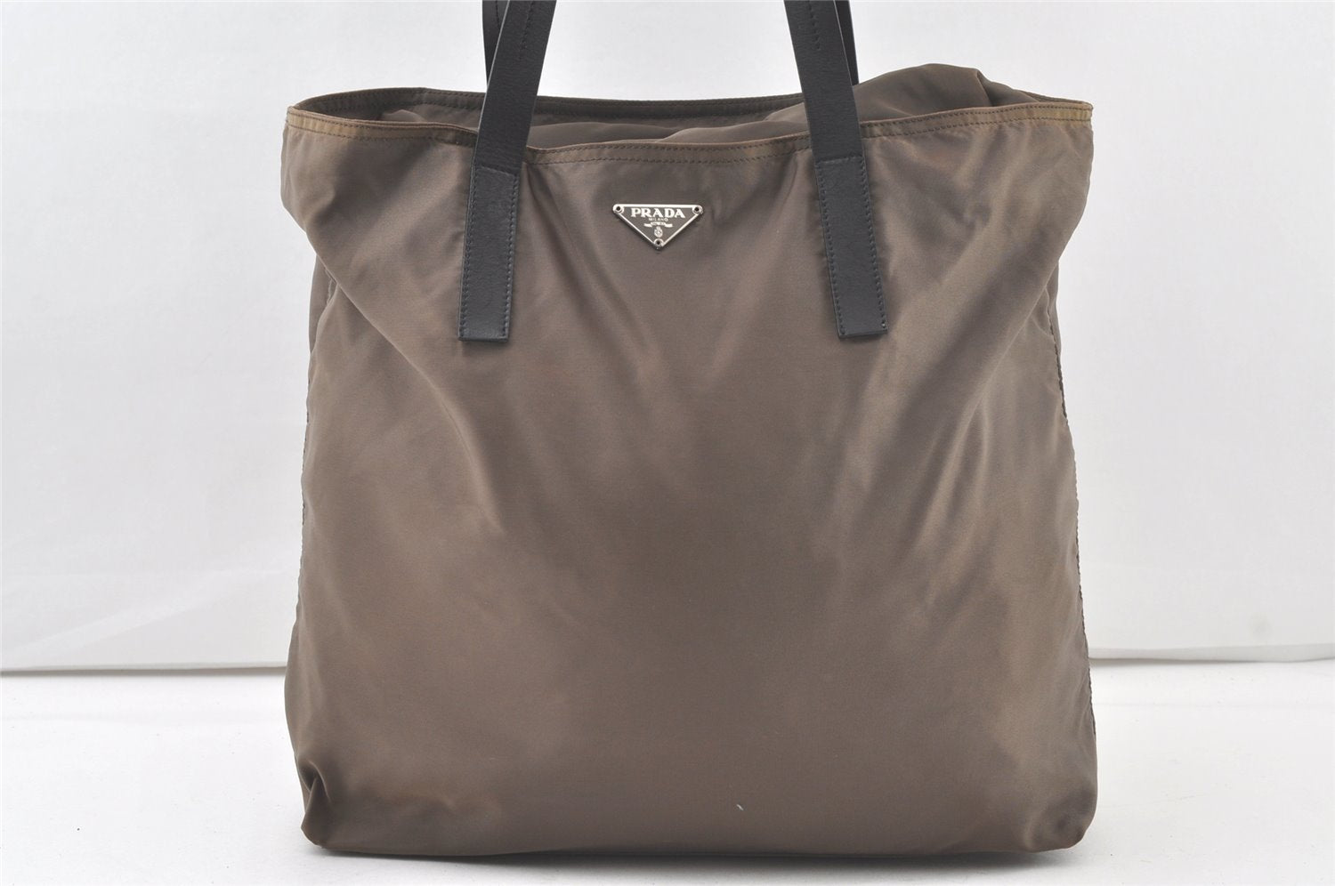 Authentic PRADA VELA SPORT Nylon Tessuto Leather Tote Bag BR0407 Brown 6294K