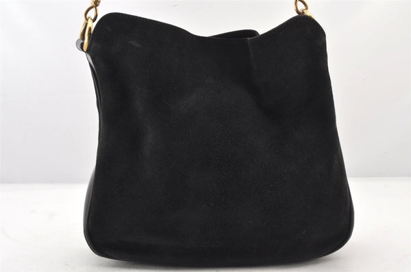 Authentic GUCCI Bamboo Shoulder Hand Bag Purse Suede Leather 0018638 Black 6296K