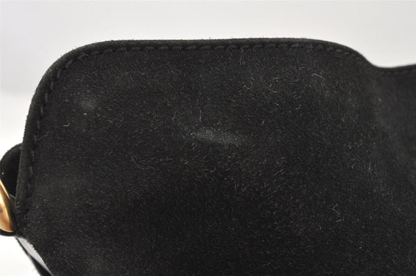 Authentic GUCCI Bamboo Shoulder Hand Bag Purse Suede Leather 0018638 Black 6296K