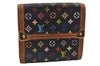 Louis Vuitton Monogram Multicolor Porte Monnaie Billet Carte Credit Black 6297J