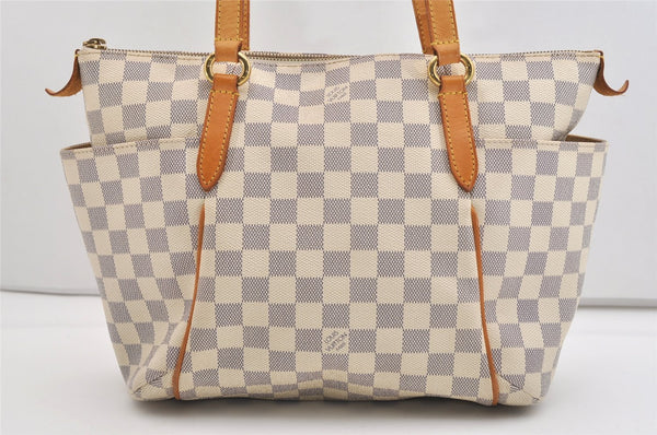 Authentic Louis Vuitton Damier Azur Totally PM Tote Bag White N41280 LV 6298J