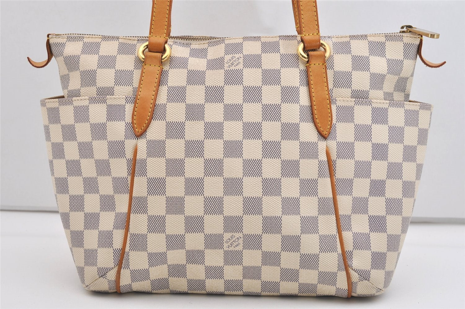 Authentic Louis Vuitton Damier Azur Totally PM Tote Bag White N41280 LV 6298J