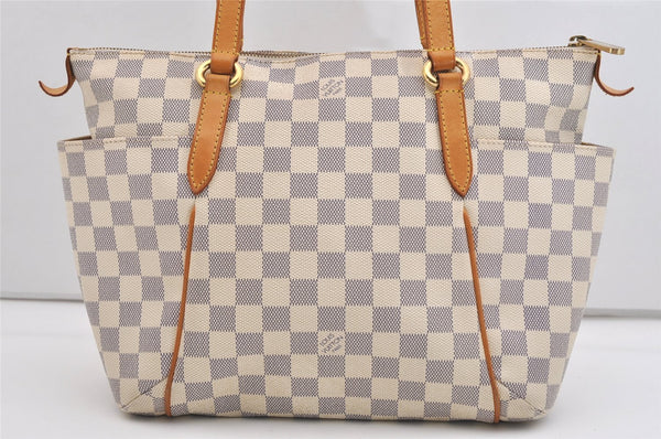Authentic Louis Vuitton Damier Azur Totally PM Tote Bag White N41280 LV 6298J