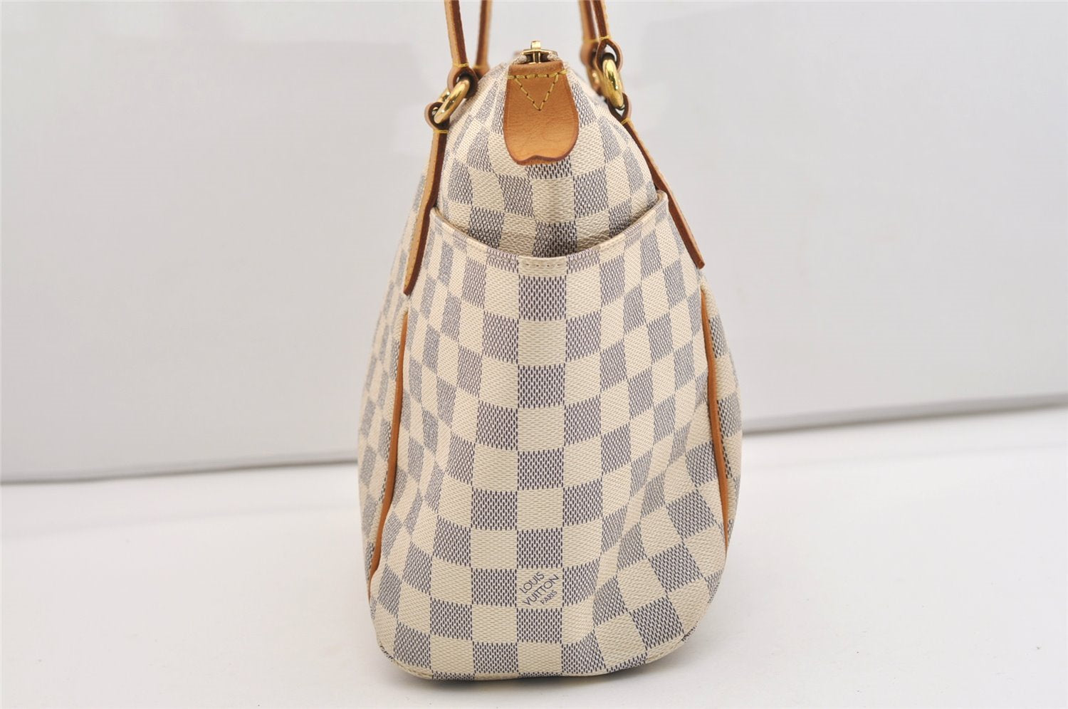 Authentic Louis Vuitton Damier Azur Totally PM Tote Bag White N41280 LV 6298J