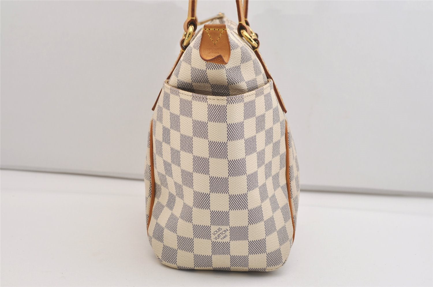 Authentic Louis Vuitton Damier Azur Totally PM Tote Bag White N41280 LV 6298J