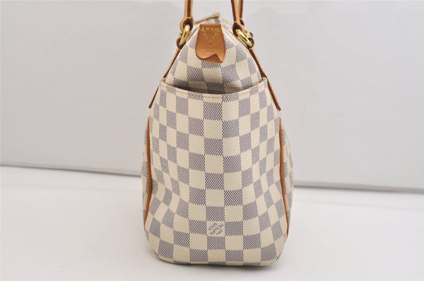 Authentic Louis Vuitton Damier Azur Totally PM Tote Bag White N41280 LV 6298J