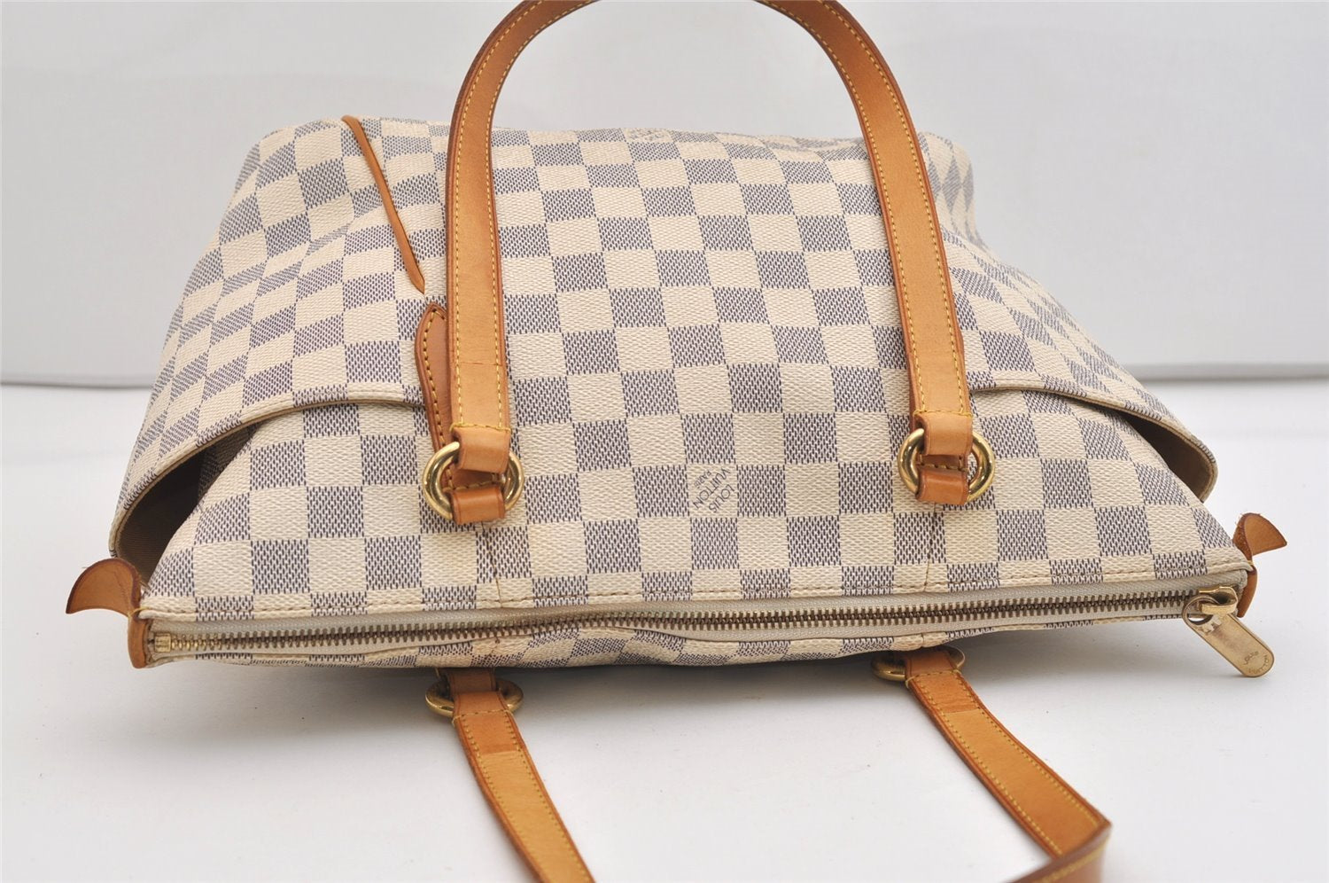 Authentic Louis Vuitton Damier Azur Totally PM Tote Bag White N41280 LV 6298J
