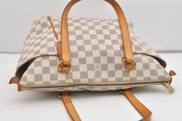 Authentic Louis Vuitton Damier Azur Totally PM Tote Bag White N41280 LV 6298J