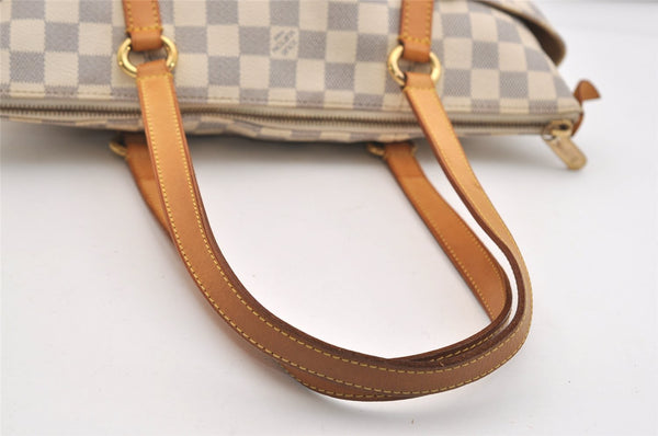 Authentic Louis Vuitton Damier Azur Totally PM Tote Bag White N41280 LV 6298J