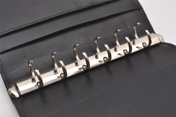 Authentic GUCCI Jackie Agenda Notebook Cover Purse GG Canvas Leather Black 6301I