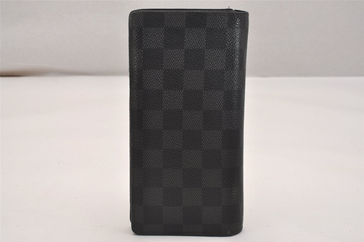 Authentic Louis Vuitton Damier Graphite Portefeuille Brazza N62665 Wallet 6301J