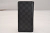 Authentic Louis Vuitton Damier Graphite Portefeuille Brazza N62665 Wallet 6301J