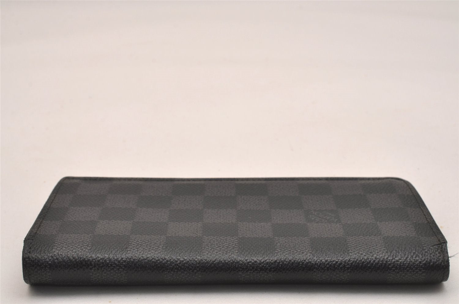 Authentic Louis Vuitton Damier Graphite Portefeuille Brazza N62665 Wallet 6301J