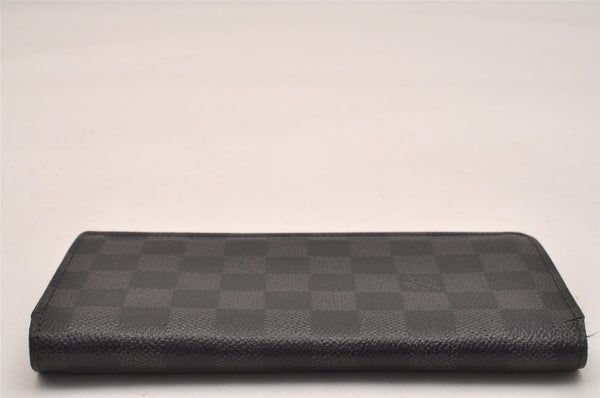 Authentic Louis Vuitton Damier Graphite Portefeuille Brazza N62665 Wallet 6301J