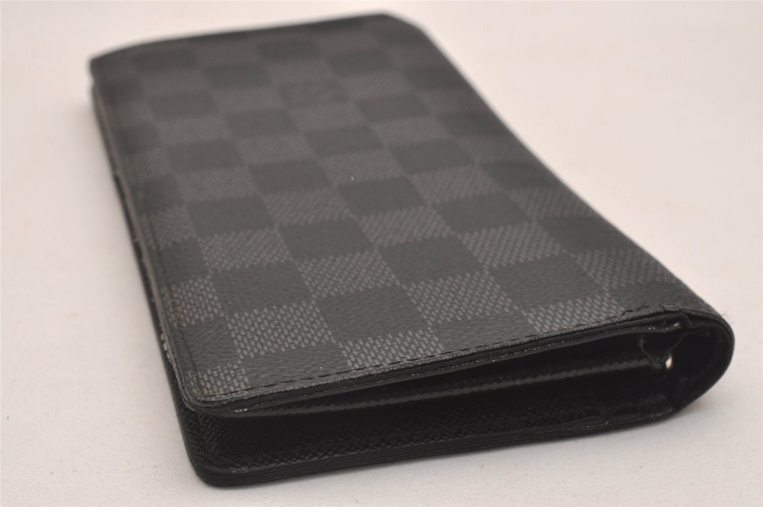 Authentic Louis Vuitton Damier Graphite Portefeuille Brazza N62665 Wallet 6301J