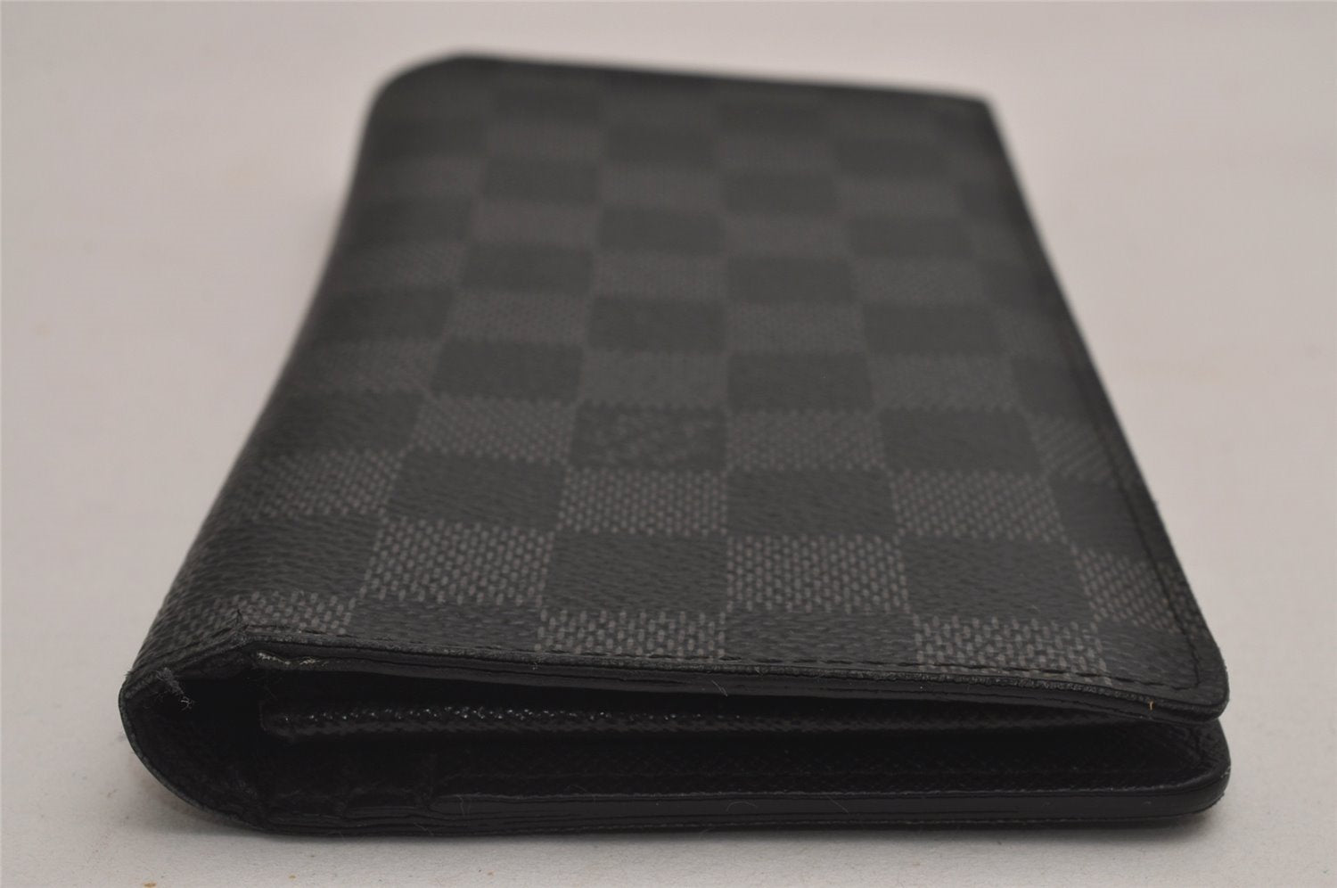 Authentic Louis Vuitton Damier Graphite Portefeuille Brazza N62665 Wallet 6301J