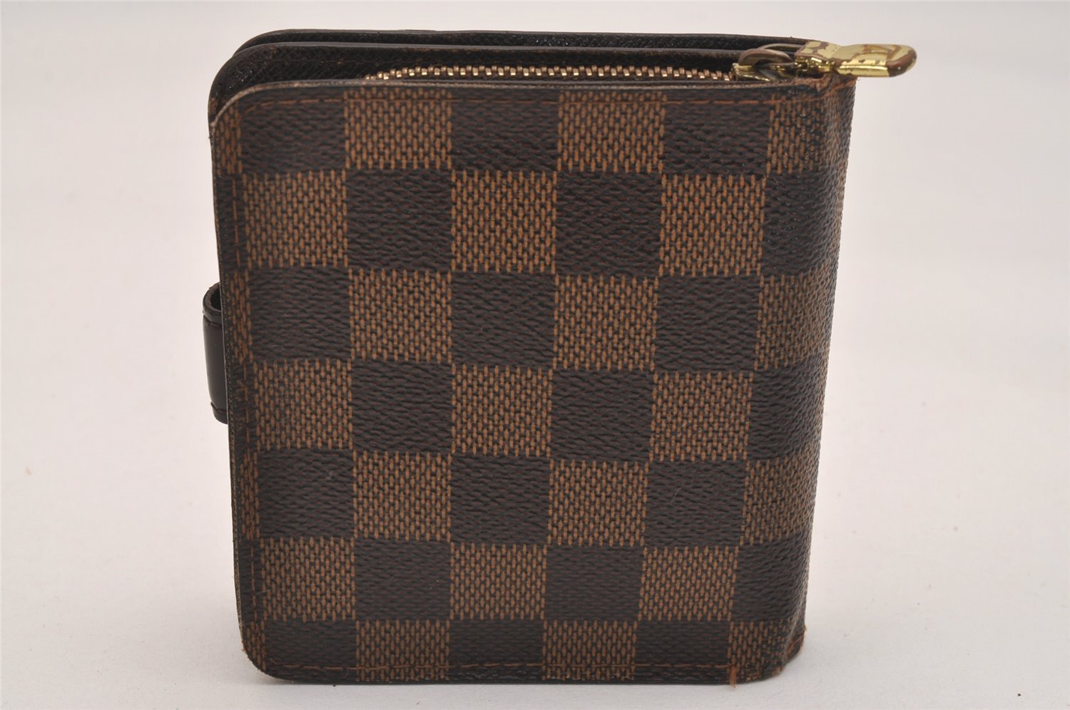 Authentic Louis Vuitton Damier Compact Zip Bifold Wallet Purse N61668 LV 6302J