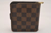 Authentic Louis Vuitton Damier Compact Zip Bifold Wallet Purse N61668 LV 6302J
