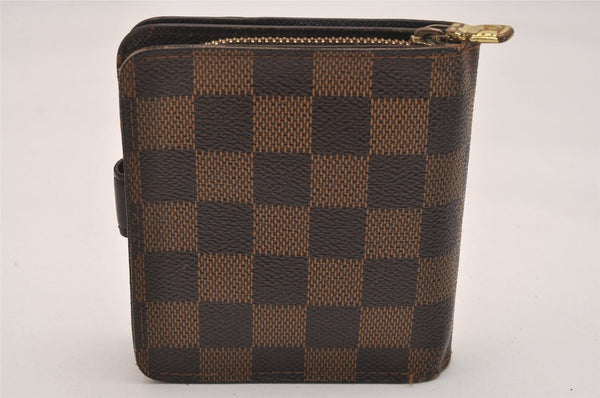 Authentic Louis Vuitton Damier Compact Zip Bifold Wallet Purse N61668 LV 6302J