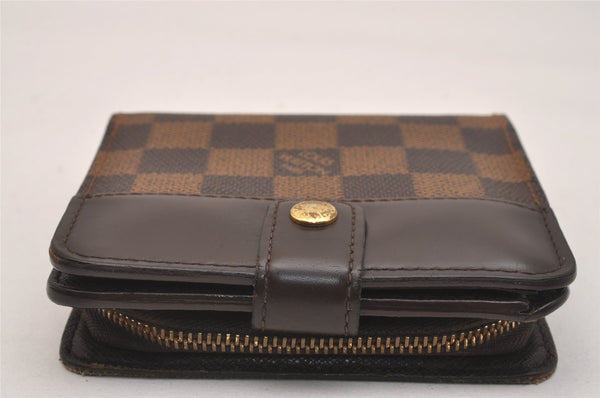 Authentic Louis Vuitton Damier Compact Zip Bifold Wallet Purse N61668 LV 6302J
