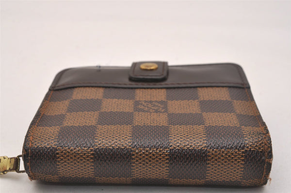 Authentic Louis Vuitton Damier Compact Zip Bifold Wallet Purse N61668 LV 6302J