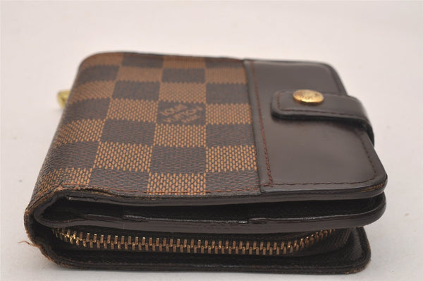 Authentic Louis Vuitton Damier Compact Zip Bifold Wallet Purse N61668 LV 6302J