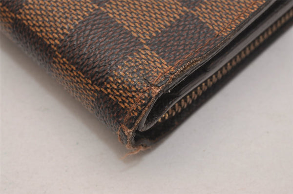 Authentic Louis Vuitton Damier Compact Zip Bifold Wallet Purse N61668 LV 6302J