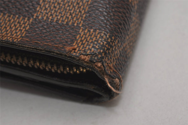 Authentic Louis Vuitton Damier Compact Zip Bifold Wallet Purse N61668 LV 6302J