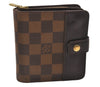 Authentic Louis Vuitton Damier Compact Zip Bifold Wallet Purse N61668 LV 6303J