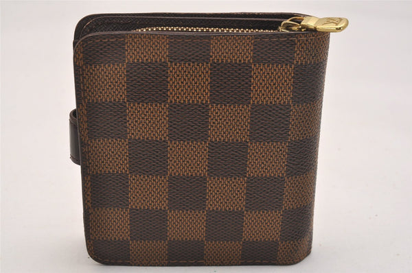Authentic Louis Vuitton Damier Compact Zip Bifold Wallet Purse N61668 LV 6303J