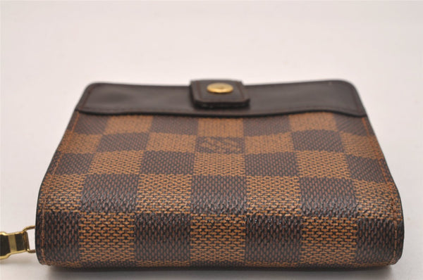 Authentic Louis Vuitton Damier Compact Zip Bifold Wallet Purse N61668 LV 6303J
