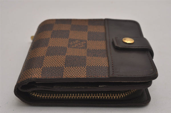 Authentic Louis Vuitton Damier Compact Zip Bifold Wallet Purse N61668 LV 6303J