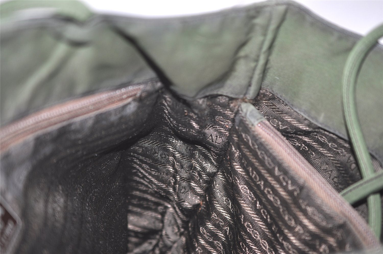 Authentic PRADA Vintage Nylon Tessuto Leather Shoulder Bag Green 6304I