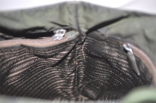 Authentic PRADA Vintage Nylon Tessuto Leather Shoulder Bag Green 6304I